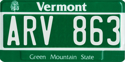 VT license plate ARV863