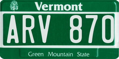 VT license plate ARV870