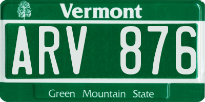 VT license plate ARV876