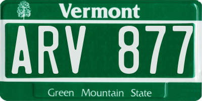 VT license plate ARV877