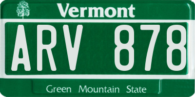 VT license plate ARV878