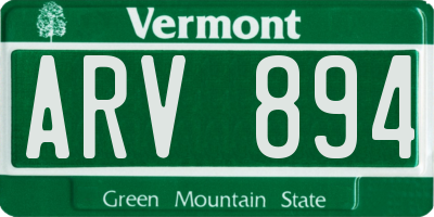 VT license plate ARV894
