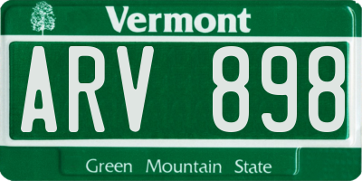 VT license plate ARV898
