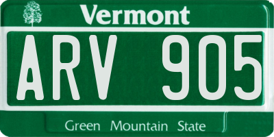 VT license plate ARV905