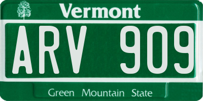 VT license plate ARV909