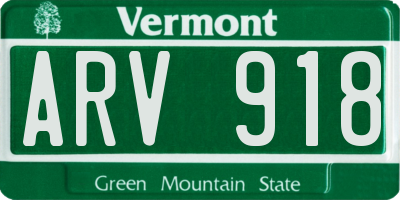 VT license plate ARV918
