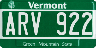 VT license plate ARV922