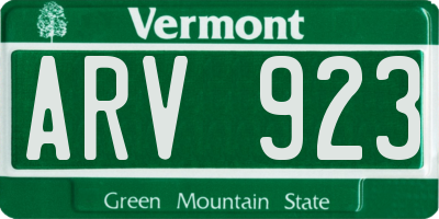 VT license plate ARV923
