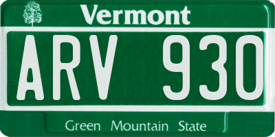 VT license plate ARV930