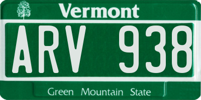 VT license plate ARV938