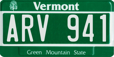 VT license plate ARV941
