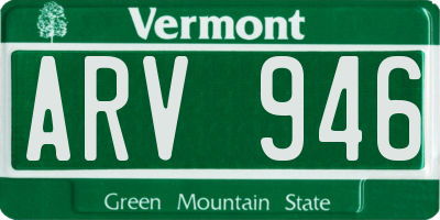 VT license plate ARV946