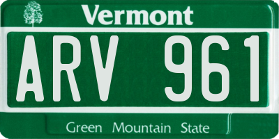 VT license plate ARV961