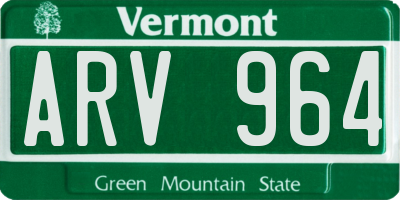 VT license plate ARV964