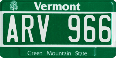 VT license plate ARV966