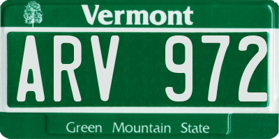 VT license plate ARV972