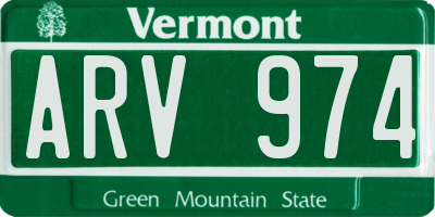 VT license plate ARV974