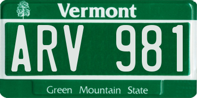 VT license plate ARV981