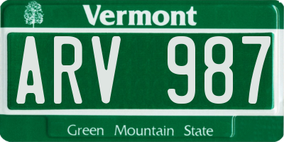 VT license plate ARV987