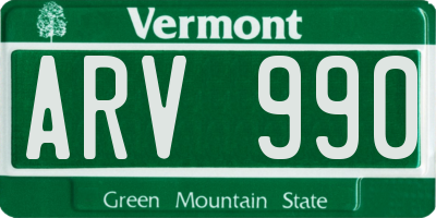 VT license plate ARV990
