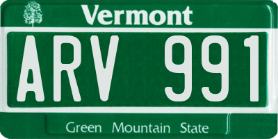 VT license plate ARV991