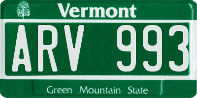 VT license plate ARV993