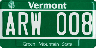 VT license plate ARW008