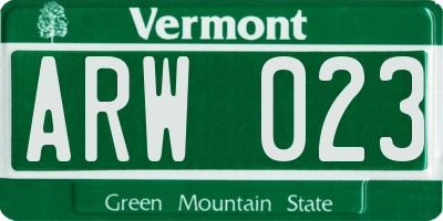 VT license plate ARW023