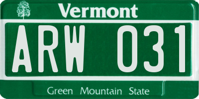 VT license plate ARW031