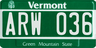 VT license plate ARW036