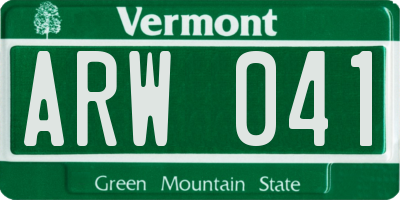 VT license plate ARW041