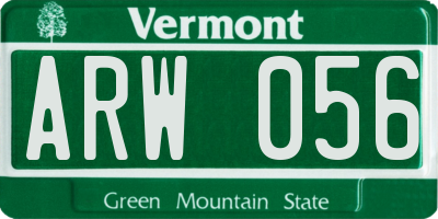 VT license plate ARW056