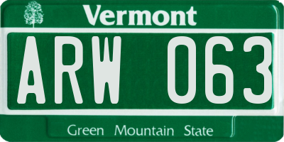 VT license plate ARW063