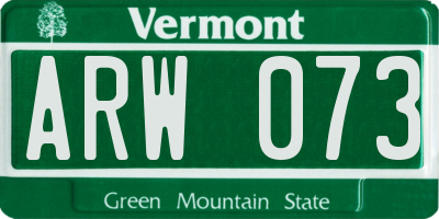 VT license plate ARW073