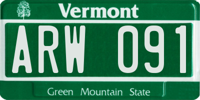 VT license plate ARW091