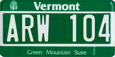 VT license plate ARW104