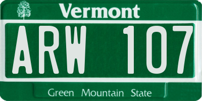 VT license plate ARW107