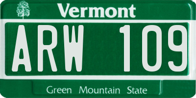 VT license plate ARW109