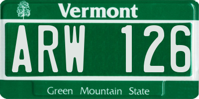 VT license plate ARW126