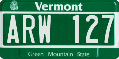 VT license plate ARW127