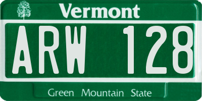 VT license plate ARW128