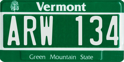 VT license plate ARW134