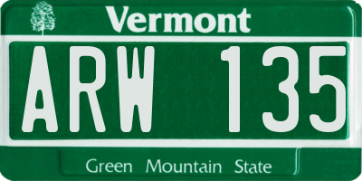 VT license plate ARW135