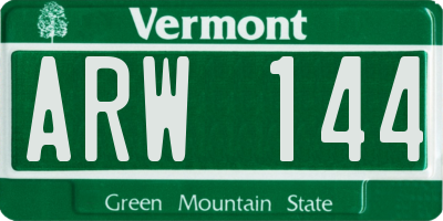VT license plate ARW144