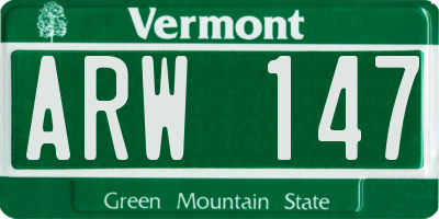 VT license plate ARW147
