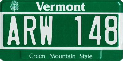 VT license plate ARW148