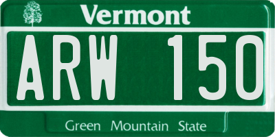 VT license plate ARW150