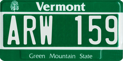 VT license plate ARW159