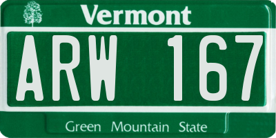 VT license plate ARW167