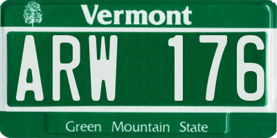 VT license plate ARW176